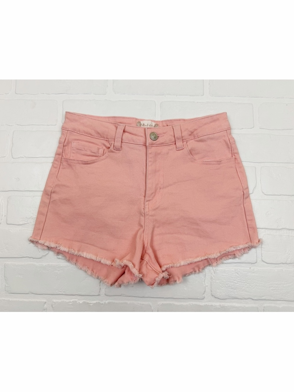 Altar’d State Pink Jean Shorts Raw Fray Hem Size Small